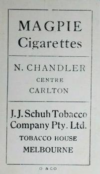 1921 J.J.Schuh Magpie Cigarettes Victorian League Footballers #NNO Newton Chandler Back